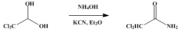 Reaction equation for α,α-DICHLOROACETAMIDE (Acetamide, α,α-dichloro-)