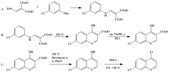Reaction equation for 4,7-DICHLOROQUINOLINE (Quinoline, 4,7-dichloro-)