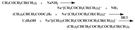 Reaction equation for DIISOVALERYLMETHANE (4,6-Nonanedione, 2,8-dimethyl-)