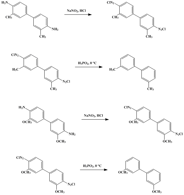 Reaction equation for 3,3'-DIMETHOXYBIPHENYL AND 3,3'-DIMETHYLBIPHENYL (Biphenyl, 3,3'-dimethyl-, and biphenyl, 3,3'-dimethoxy-)