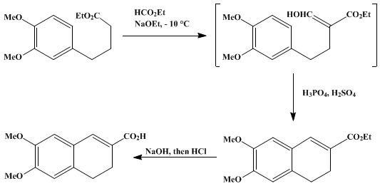 Reaction equation for 6,7-DIMETHOXY-3,4-DIHYDRO-2-NAPHTHOIC ACID (2-Naphthoic acid, 3,4-dihydro-6,7-dimethoxy-)