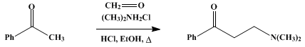 Reaction equation for β-DIMETHYLAMINOPROPIOPHENONE HYDROCHLORIDE (Propiophenone, β-dimethylamino-)
