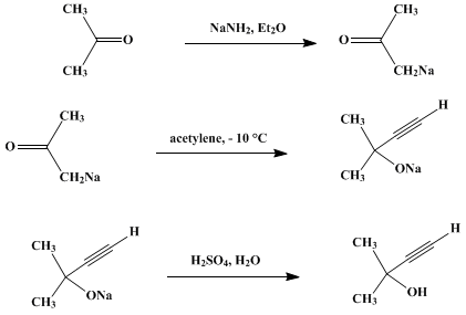 Reaction equation for DIMETHYLETHYNYLCARBINOL (3-Butyn-2-ol, 2-methyl-)
