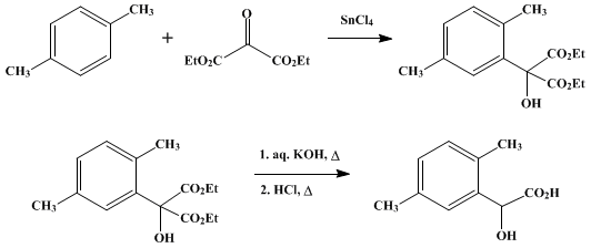 Reaction equation for 2,5-DIMETHYLMANDELIC ACID (Mandelic acid, 2,5-dimethyl-)