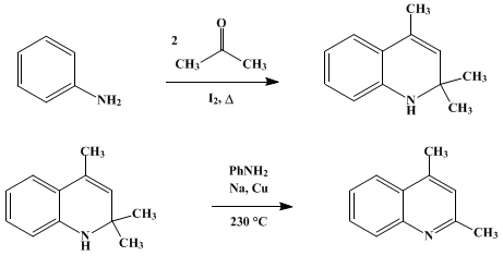 Reaction equation for 2,4-DIMETHYLQUINOLINE (Quinoline, 2,4-dimethyl-)