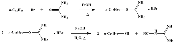 Reaction equation for n-DODECYL (LAURYL) MERCAPTAN