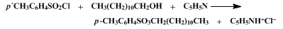 Reaction equation for n-DODECYL (LAURYL) p-TOLUENESULFONATE