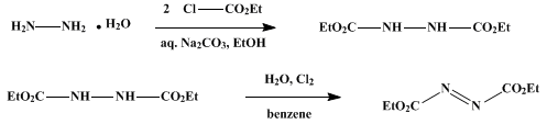 Reaction equation for ETHYL AZODICARBOXYLATE (Formic acid, azodi-, diethyl ester)