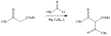 Reaction equation for ETHYL DIACETYLACETATE