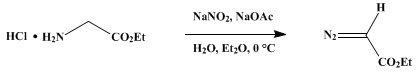 Reaction equation for ETHYL DIAZOACETATE (Acetic acid, diazo-, ethyl ester)