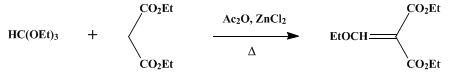 Reaction equation for ETHYL ETHOXYMETHYLENEMALONATE (Malonic acid, ethoxymethylene-, diethyl ester)