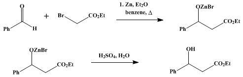 Reaction equation for ETHYL β-PHENYL-β-HYDROXYPROPIONATE (Hydracrylic acid, β-phenyl-, ethyl ester)