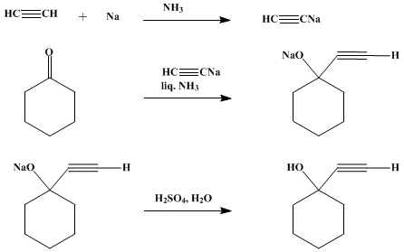 Reaction equation for 1-ETHYNYLCYCLOHEXANOL (Cyclohexanol, 1-ethynyl-)