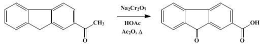 Reaction equation for FLUORENONE-2-CARBOXYLIC ACID (2-Fluorenecarboxylic acid, 9-oxo-)
