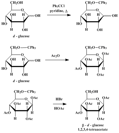 Reaction equation for β-d-GLUCOSE-1,2,3,4-TETRAACETATE (D-Glucose, β-1,2,3,4-tetraacetyl-)