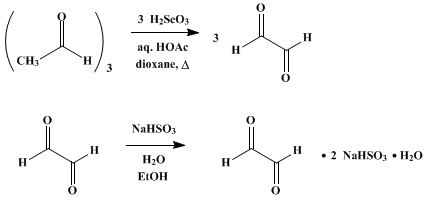 Reaction equation for GLYOXAL BISULFITE