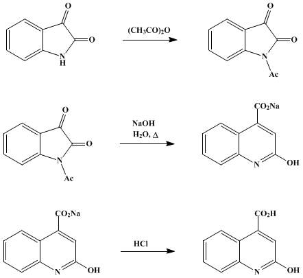 Reaction equation for 2-HYDROXYCINCHONINIC ACID (Cinchoninic acid, 2-hydroxy-)