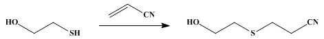 Reaction equation for β-(2-HYDROXYETHYLMERCAPTO)PROPIONITRILE (Propionitrile, β-(2-hydroxyethylmercapto)-)