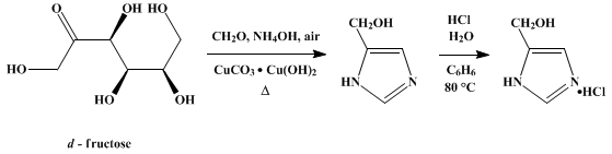 Reaction equation for 4(5)-HYDROXYMETHYLIMIDAZOLE HYDROCHLORIDE (4-Imidazolemethanol, hydrochloride)