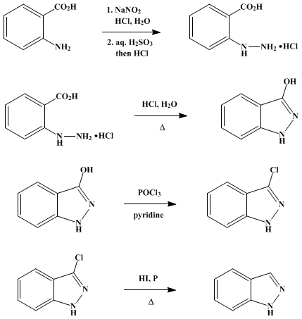 Reaction equation for INDAZOLE