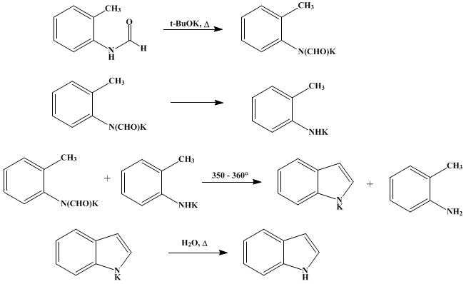 Reaction equation for INDOLE