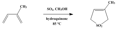 Reaction equation for ISOPRENE CYCLIC SULFONE (Thiophene, 2,5-dihydro-3-methyl-, 1-dioxide)