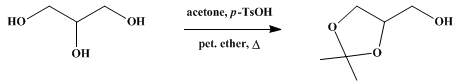Reaction equation for dl-ISOPROPYLIDENEGLYCEROL (Glycerol, isopropylidene-; also 1,3-dioxolane-4-methanol, 2,2-dimethyl-)