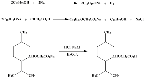 Reaction equation for l-MENTHOXYACETIC ACID (Acetic acid, (menthyloxy)-, l-)