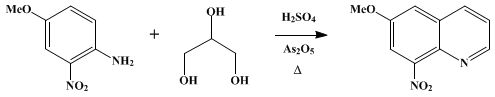 Reaction equation for 6-METHOXY-8-NITROQUINOLINE (Quinoline, 6-methoxy-8-nitro-)