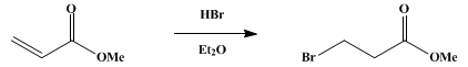 Reaction equation for METHYL β-BROMOPROPIONATE (Propionic acid, β-bromo-, methyl ester)