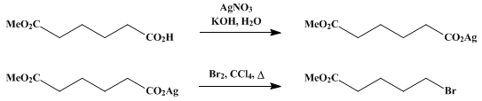 Reaction equation for METHYL 5-BROMOVALERATE (Valeric acid, δ-bromo-, methyl ester)
