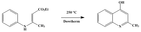 Reaction equation for 2-METHYL-4-HYDROXYQUINOLINE (4-Quinolinol, 2-methyl-)
