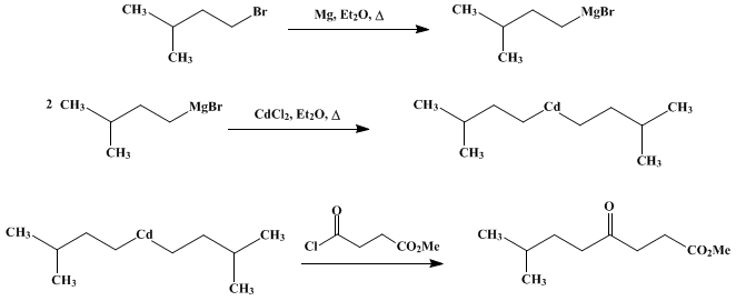 Reaction equation for METHYL 4-KETO-7-METHYLOCTANOATE (Caprylic acid, ζ-methyl-γ-oxo-, methyl ester)