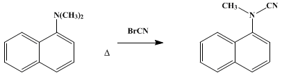 Reaction equation for N-METHYL-1-NAPHTHYLCYANAMIDE (Cyanamide, methyl-(1-naphthyl)-)