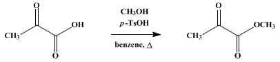 Reaction equation for METHYL PYRUVATE (Pyruvic acid, methyl ester)
