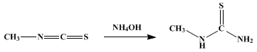 Reaction equation for METHYLTHIOUREA (Urea, 1-methyl-2-thio-)