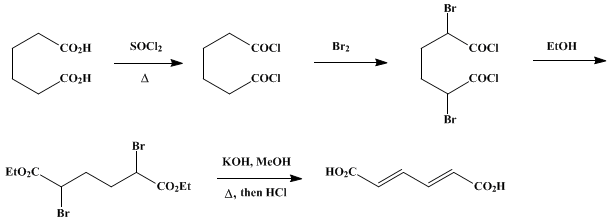 Reaction equation for MUCONIC ACID