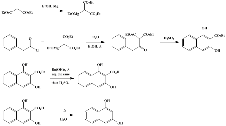 Reaction equation for NAPHTHORESORCINOL (1,3-Naphthalenediol)