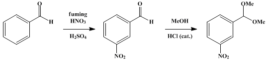 Reaction equation for m-NITROBENZALDEHYDE DIMETHYLACETAL (Benzaldehyde, m-nitro-, dimethylacetal)