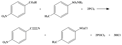 Reaction equation for p-NITROBENZONITRILE (Benzonitrile, p-nitro-)