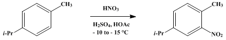 Reaction equation for 2-NITRO-p-CYMENE (p-Cymene, 2-nitro-)