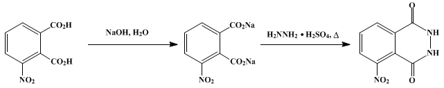 Reaction equation for 5-NITRO-2,3-DIHYDRO-1,4-PHTHALAZINEDIONE (1,4-Phthalazinedione, 5-nitro-2,3-dihydro-)