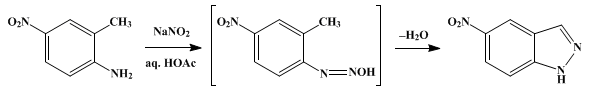Reaction equation for 5-NITROINDAZOLE (Indazole, 5-nitro-)
