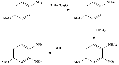 Reaction equation for 2-NITRO-4-METHOXYANILINE (p-Anisidine, 2-nitro-)