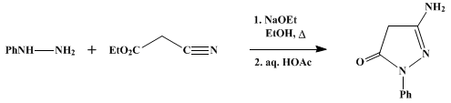 Reaction equation for 1-PHENYL-3-AMINO-5-PYRAZOLONE (5-Pyrazolone, 3-amino-1-phenyl-)