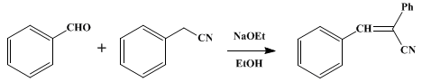 Reaction equation for α-PHENYLCINNAMONITRILE (Acrylonitrile, α-β-diphenyl-)
