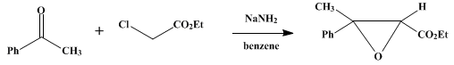 Reaction equation for PHENYLMETHYLGLYCIDIC ESTER (Hydrocinnamic acid, α,β-epoxy-β-methyl-, ethyl ester)