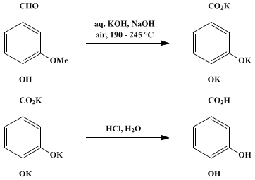 Reaction equation for PROTOCATECHUIC ACID (Benzoic acid, 3,4-dihydroxy-)