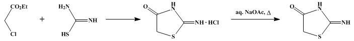 Reaction equation for PSEUDOTHIOHYDANTOIN (4-Thiazolidone, 2-imino-)