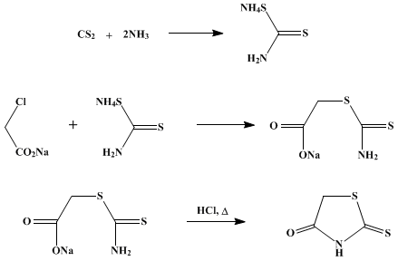 Reaction equation for RHODANINE